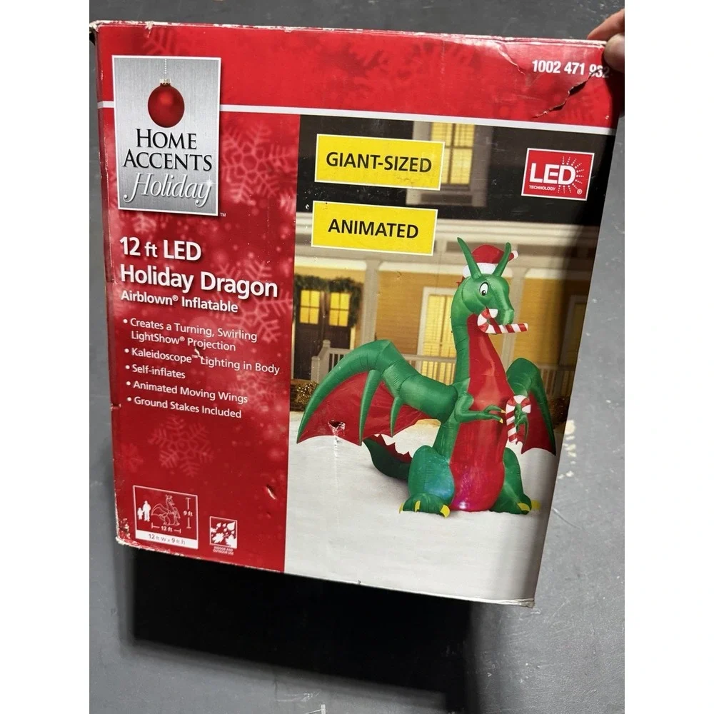 Christmas 12 ft Dragon Xmas Airblown Inflatable Decor Outdoor Light Holiday LED